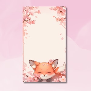 Handmade Peeking Fox Notepad: Cherry Blossom Stationery