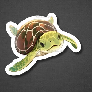 May include: A green sea turtle with a brown shell, swimming with its head and flippers above the water. The turtle has a friendly expression on its face.