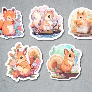 Süße Eichhörnchen Sticker, Eichhörnchen Sticker Set, Tier Sticker, Waldtier Sticker, BuJo Supplies, Kinder Sticker