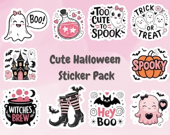 Cute Halloween Ghost Sticker Pack, Cute Spooky Sticker Set, Cute Ghost Kids Sticker, Ghost Sticker, Vinyl Halloween Sticker