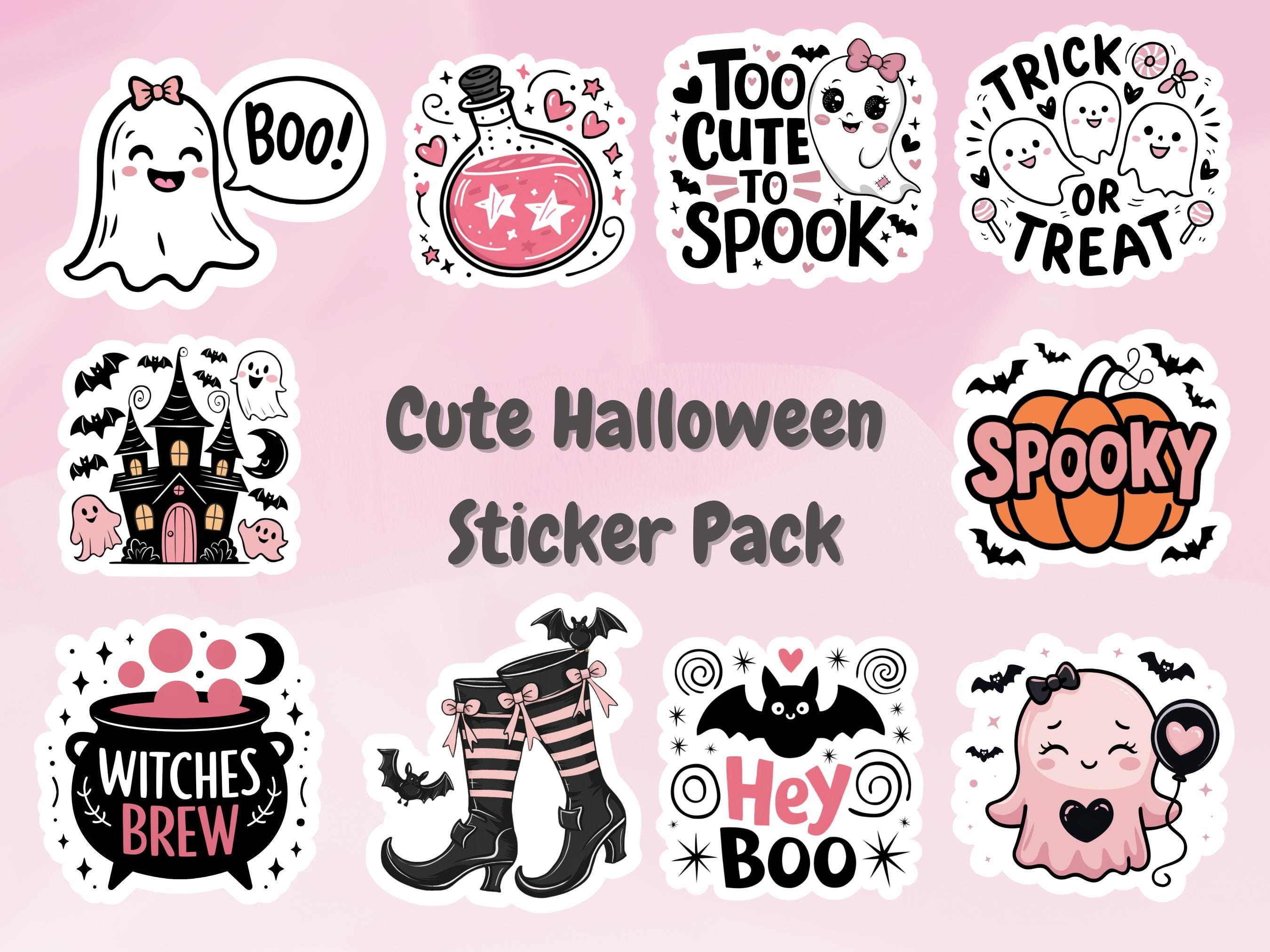 Cute Halloween Ghost Sticker Pack, Cute Spooky Sticker Set, Cute Ghost ...