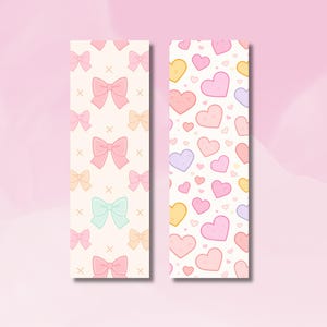 Cute Bookmark, Cute Coquette Bookmark, Bow Bookmark, Bookmark Collection, Cute Hearts Bookmark, Booklover Gift