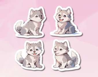 Cute Wolf Stickers, Wolf Sticker Set, Animal Sticker, Forest Animal Sticker, BuJo Supplies, Kids Sticker