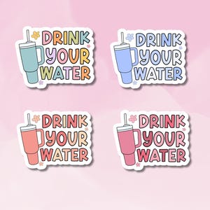 Naklejka „Wypij swoją wodę”, zestaw naklejek Pastel Hydration, naklejka z nawadnianiem, naklejka przypominająca o piciu, artykuły BuJo, naklejka dla dzieci