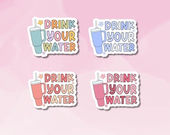 Pastell Trink Wasser Sticker Set: Trink Erinnerung, BuJo Sticker