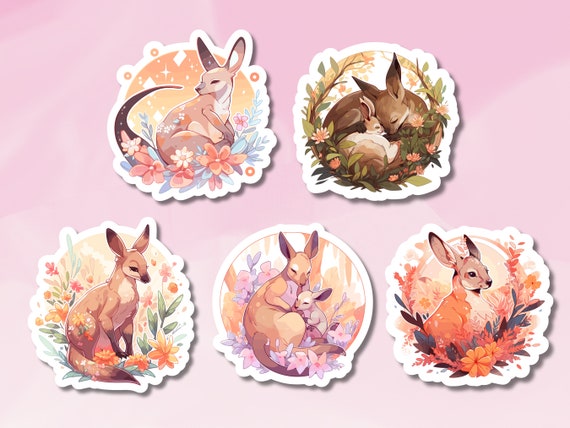 Cute Kangaroo Sticker, Baby Kangaroo, Couple Kangaroo Set, Australian Kangaroo Sticker, BuJo Supplies