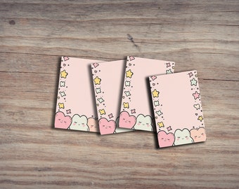 Bloc-notes coeurs roses mignons, bloc-notes mignon, bloc-notes, notes esthétiques, blocs-notes de couleur pastel, conception de coeur adorable, notes, bloc-notes A7