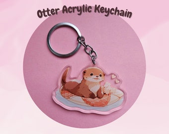 Acrylic Otter Keychain, Cute Otter Keychain, Double Sided Keychain, Transparten Acrylic Keychain
