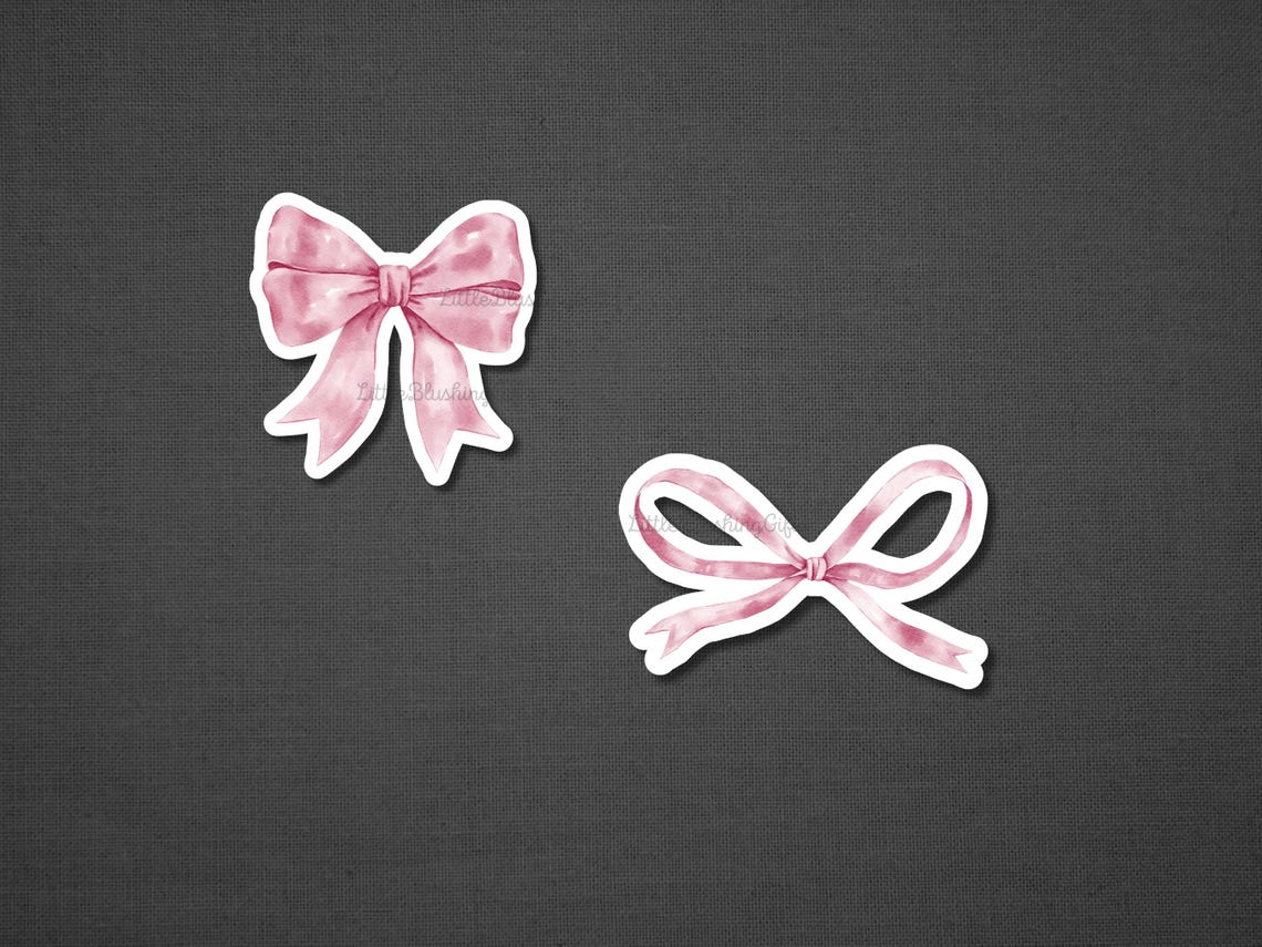 Cute Pink Bow Sticker Pack, Cute Pastel Bows Sticker Set, Coquette Pink ...