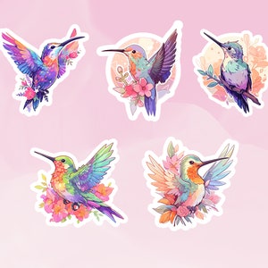 Süßer Kolibri Sticker, Buntes Kolibri Design, Lebendiger bunter Vogel Sticker, Süßer Kolibri, BuJo Zubehör, Kinder Sticker