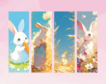Schattige Bunny bladwijzer, konijntje in een bos bladwijzer, konijntje met een wortel bladwijzers, Bunny ontwerp, cadeau voor boekenliefhebber, konijn bladwijzers