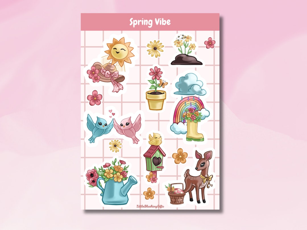 Sticker Mini Spring Roll Spring Vibe Stickersheet, Cute and Colorful Spring Stickers, A5 ...