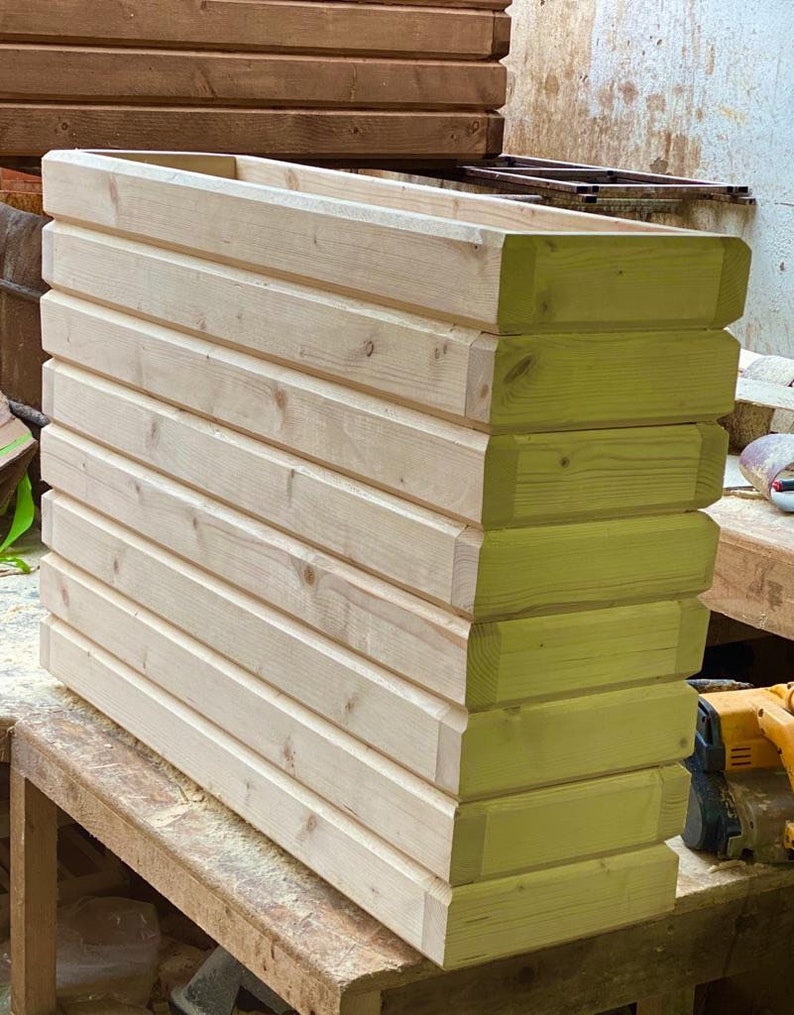 Large wooden illusion garden trough planter patio pot ...