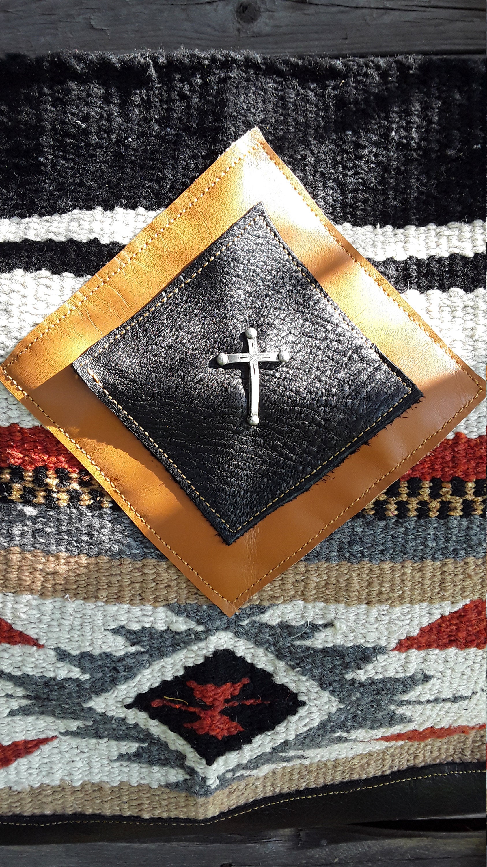 Saddle Blanket Leather Diamond Cross Purse. Etsy New Zealand
