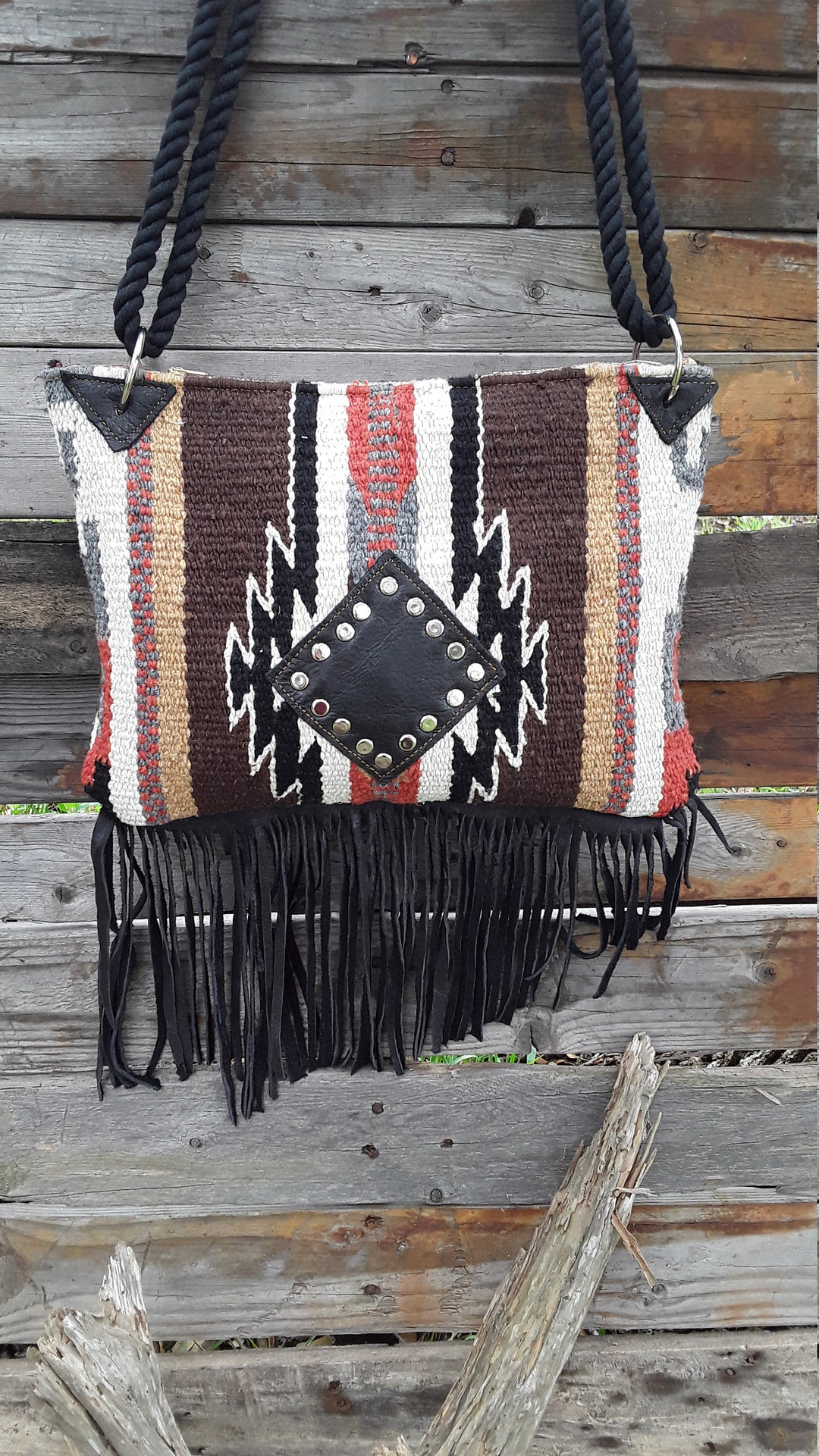 Saddle Blanket,leather Fringe, Rope Handles, Western Design. Etsy