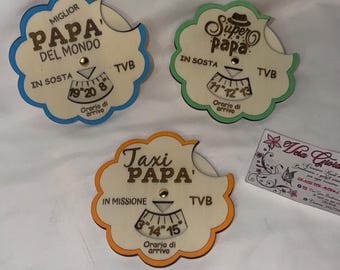 Disco orario in legno personalizzato – parking disc in wood – accessorio auto inciso – regalo auto personalizzato