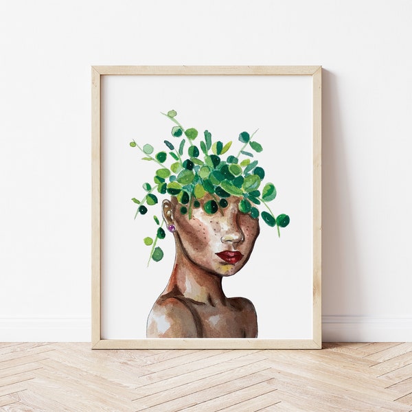 Hoya Chelsea  Black Woman  Watercolor Painting | Plant Art | 11x14 8x10 5x7