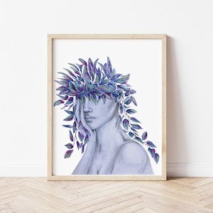 Wandering Jew Woman Watercolor Painting  | Plant Art | 11x14 8x10 5x7