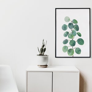 Pilea Peperomioides Watercolor Painting Plant Art 11x14 - Etsy