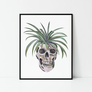 Spider Plant Skull Watercolor Painting | Plant Art | 11x14 8x10 5x7