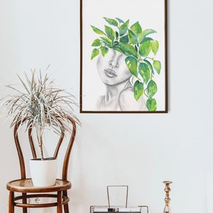 Pothos Woman Watercolor Painting Plant Art 11x14 8x10 5x7 - Etsy