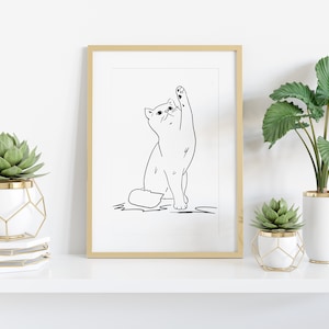 Cat Minimalist Drawing, Digital Download, Cat Print, Simple Cat Sketch