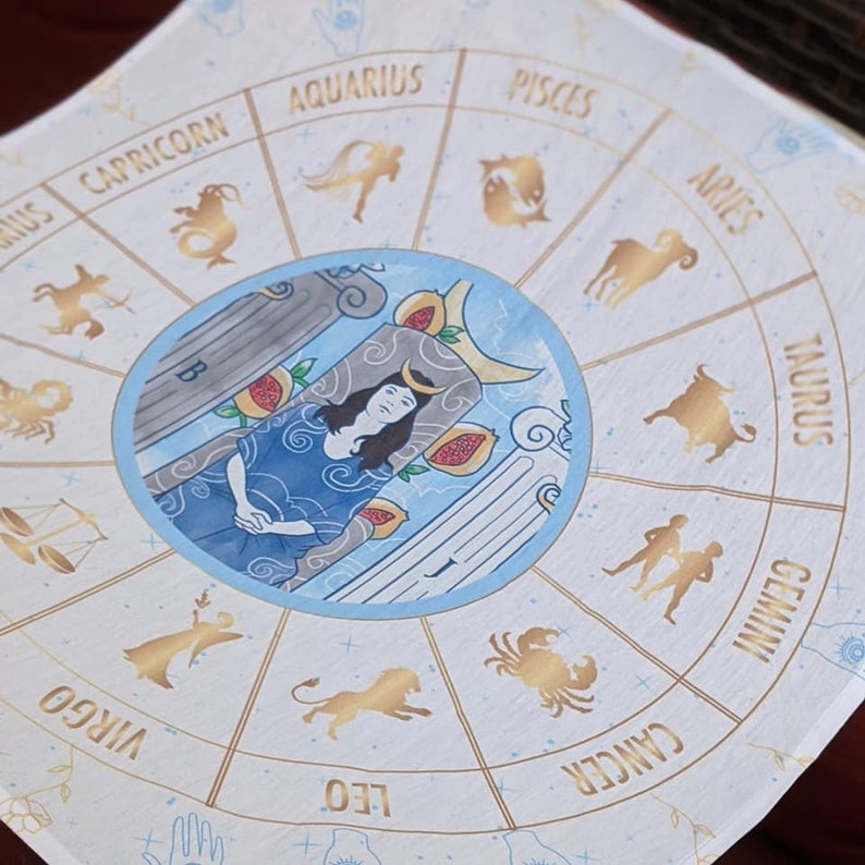 Tarot Cloth High Priestess Zodiac Astrology Horoscope