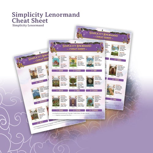 Betoverde eenvoud Lenormand-zoekwoordengids Cheatsheet (pdf)