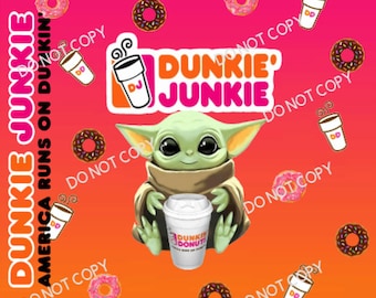 Dunkie Junkie Digitale Datei | Kaffee PNG | Donut Tumbler Datei | Kaffeetasse DD Datei