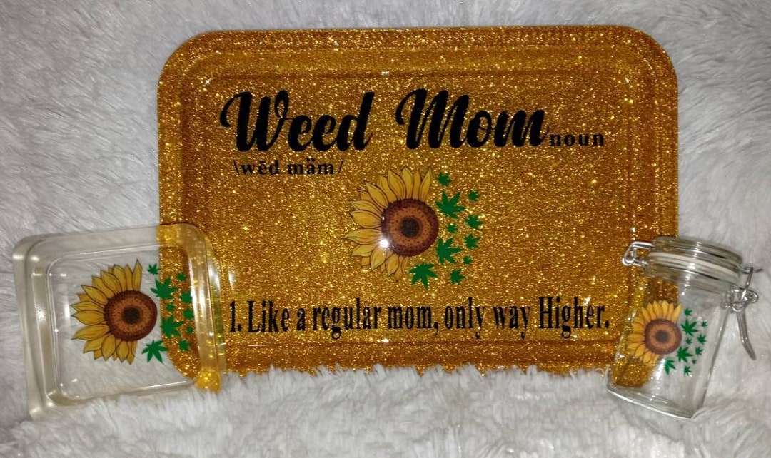 Sunflower Set Mom Tray Set Weed Mom Rolling Tray Etsy