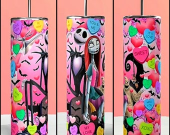Valentines Day Tumbler | Nightmare Cup | Jack Skellington Cup  | NBC Tumbler |  Christmas Cup | Jack and Sally Gift