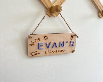 Personalized Wooden Teacher Sign: Engraved Classroom Decor