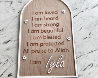 Personalised floral affirmation arch with border