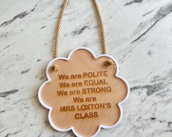 Floral “we are” teacher plaque