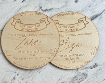 Wooden umrah certificate