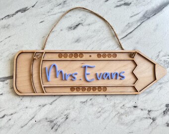 Personalised teacher pencil plaque