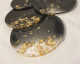 Coaster for glasses made of epoxy resin handmade black/gold Unique pieces Coaster
