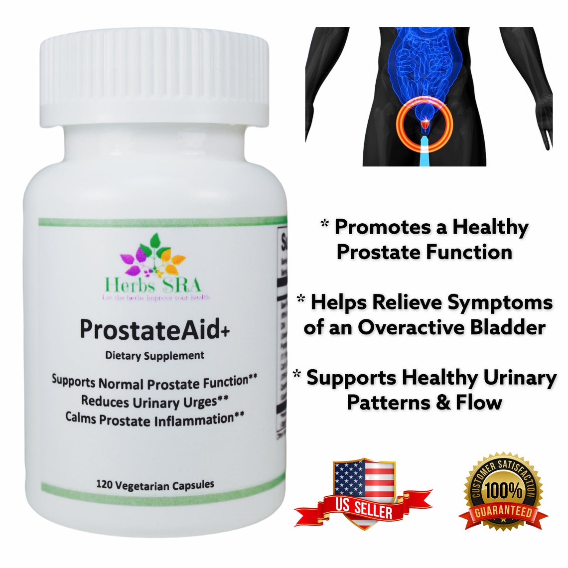 Prostate Aid 120 Capsules Prostate Inflammation Control Etsy