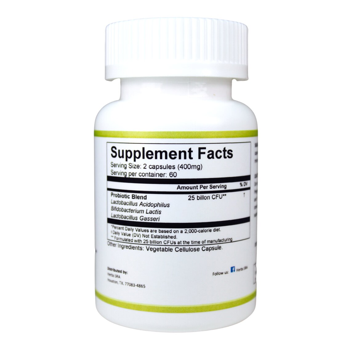 25 Billion CFU Probiotics, 120 Capsules, Acid Reflux Relief