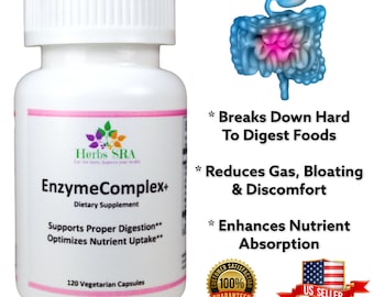 Enzyme Complex, Amylase, Protease, Bromelain, Lipase,  Enzyme Supplement, , Digestive System Support, Bloating Relief, Digestive health.