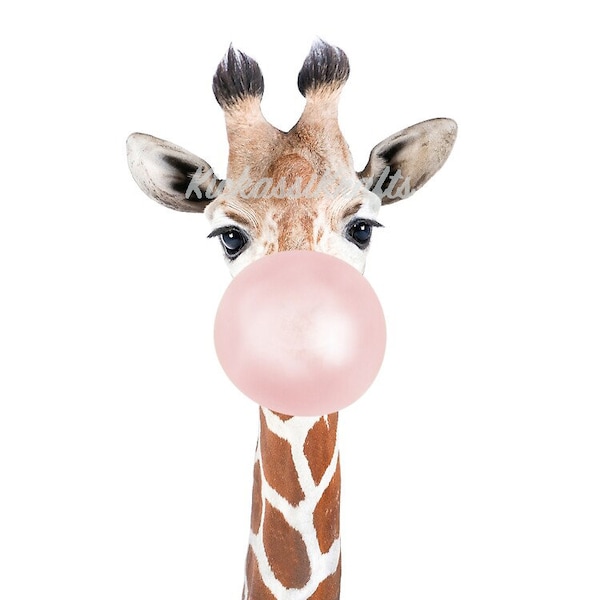 Giraffe Bubble Gum Digitaldruck, Giraffen, Bubblegum, Kinderzimmer Drucke, Kinderzimmer Deko, Kinderzimmer Wandkunst, Kinderzimmer Wandkunst