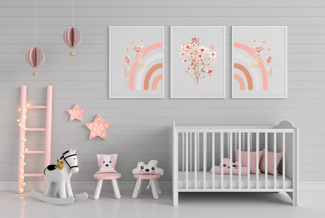 Boho Wall Decor Boho Rainbow Floral Wall Decor Nursery Boho Etsy