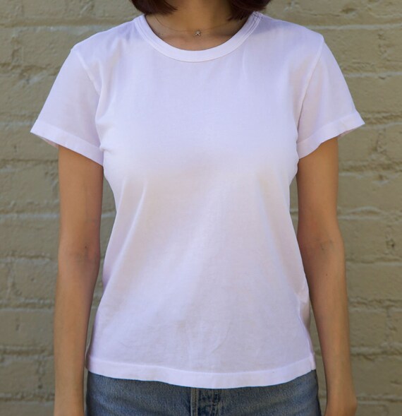 Women s Shrunken Boxy Crew Neck Tee in White 100 Cotton Made in