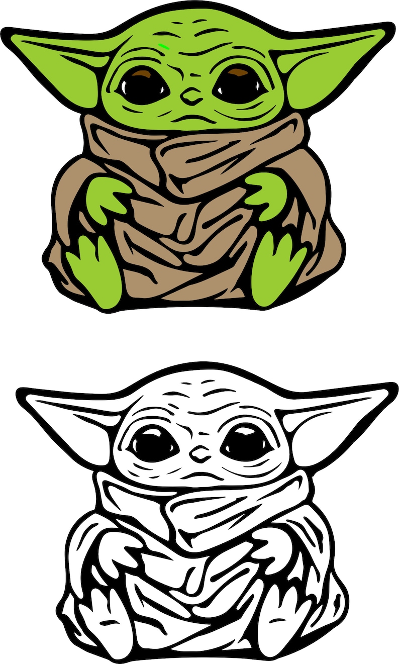 Download StarWars Jedi Baby Yoda svg png dxf FREE Outline. | Etsy