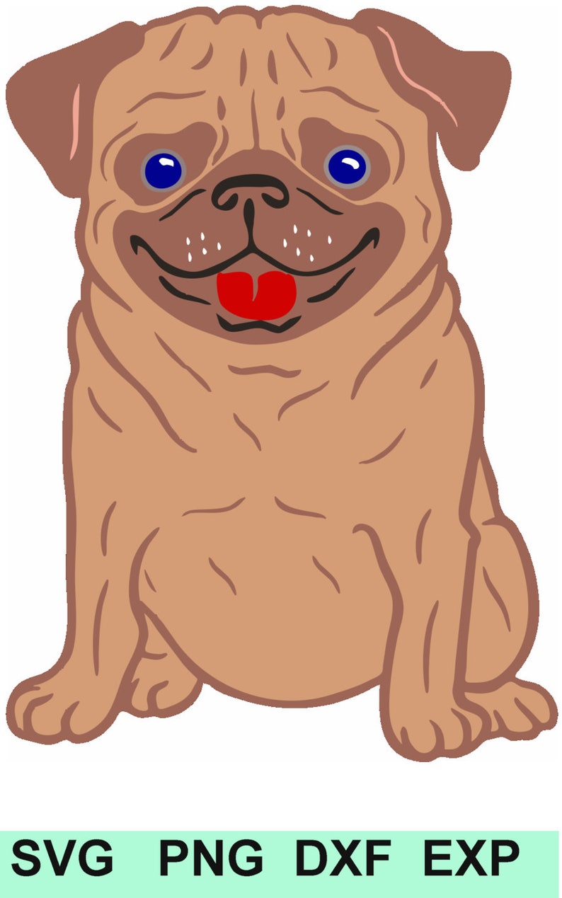 Download Pug Puppy SVG File SVG esp png dxf Free Outline SVG | Etsy