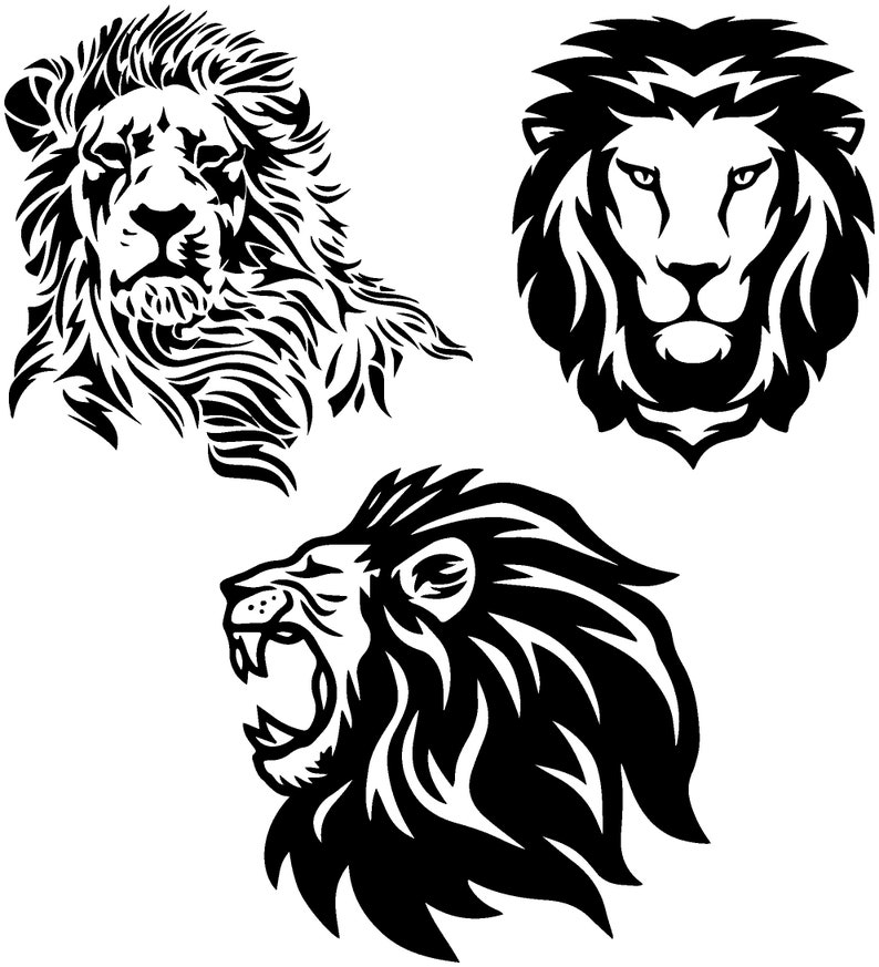 Lion Head SVG Bundle Supports SVG, DXF, Png - !