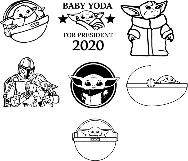 Baby Yoda Star Wars Svg Bundle Svg Png Dxf Etsy