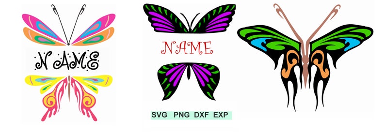 3 Butterfly Colorful Design Collection SVG Supports SVG, DXF, EPs, Png - Layered and Grouped by Colors !