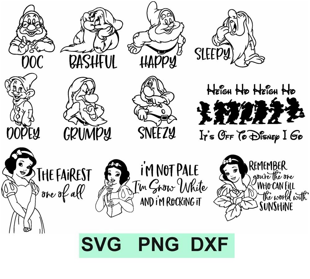 Download Disney Snow White Svg Bundle Seven Dwarfs Svg Png Dxf Etsy