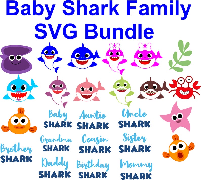 Download Baby Shark SVG Bundle SVGpngdxf Cricut Layered | Etsy